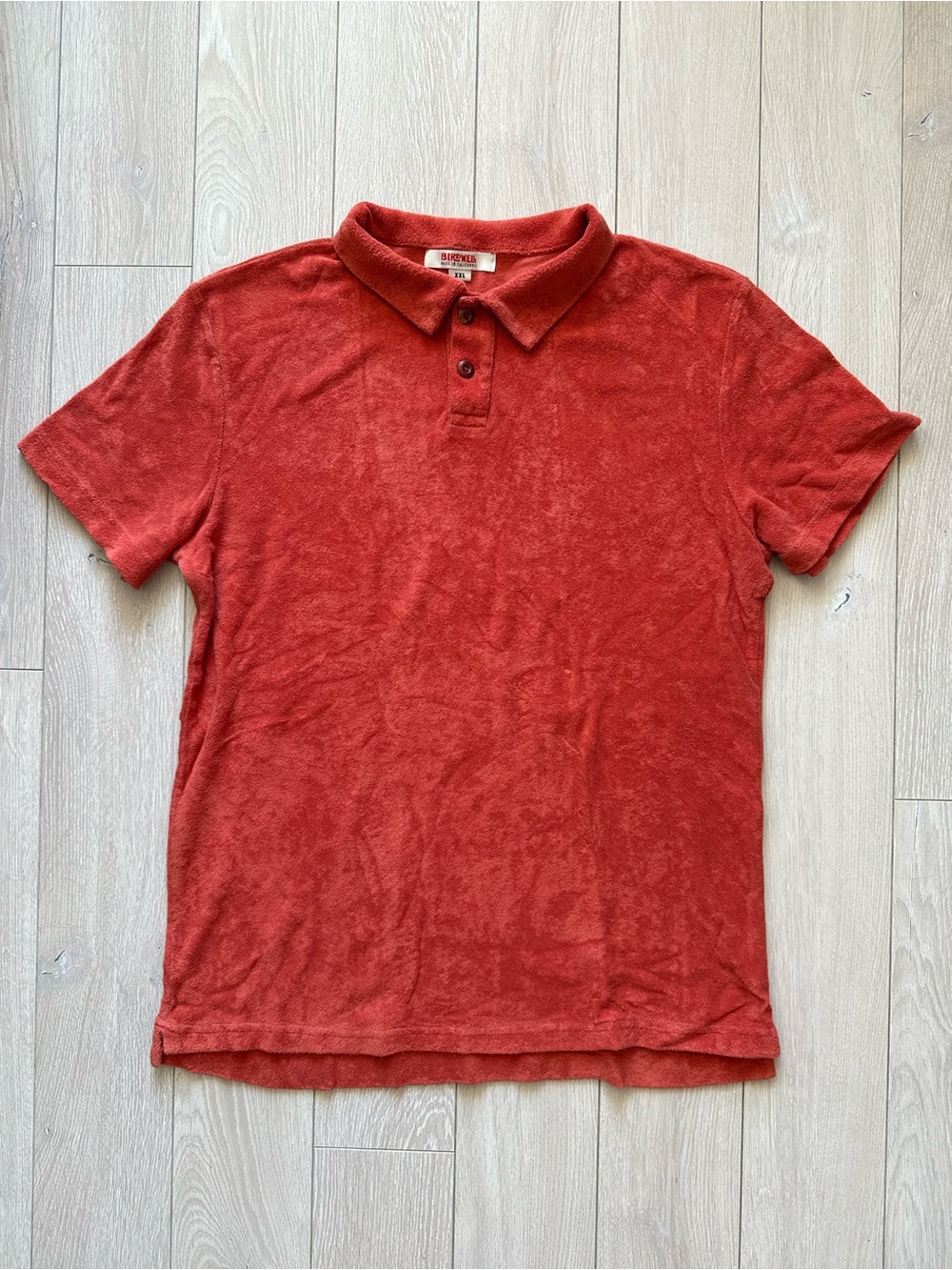 Birdwell Beach Britches Men’s Terry Cloth Short-Sleeve Polo Shirt Rust Size XXL